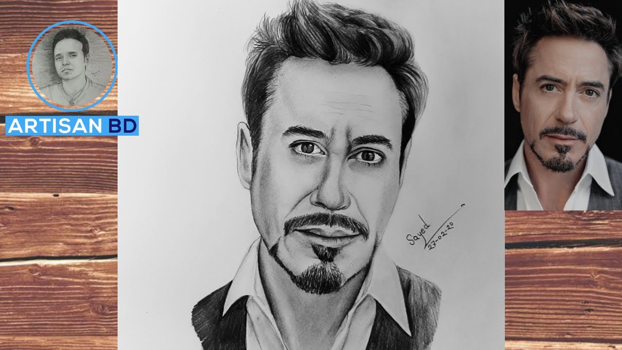 Iron Man Tony Stark || Pencil Drawing || Full Sketch Outline Tutorial ...