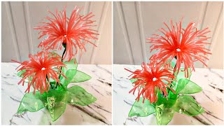 How to Make Flowers From Straw and Plastic Bottles | Used Handicrafts @our_ichannel