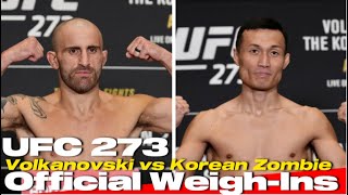 UFC 273 Official Weigh-Ins: Volkanovski vs Korean Zombie