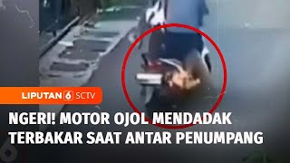 Viral! Motor Pengemudi Ojol Terbakar saat Antar Penumpang di Bekasi | Liputan 6