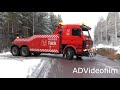 scania r143 heavy recovery truck vs scania semi trailer sweden 4k