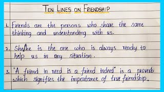 Ten lines on Friendship In English || Essential Essay Writing || Friendship Day 2021 Essay