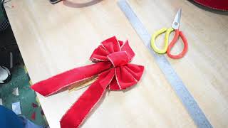 How to make Christmas bows|The Handmade Bow/Red Gold Outdoor Bow/Red Outdoor Christmas Bows