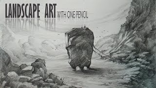 How to Draw a Landscape with ONE PENCIL STROKES | Pencil Art | Pencil Shading