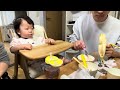 🌈バナナヨーグルトに夢中！むぎちゃんの可愛いデザートタイム（1y4m25d no.5）