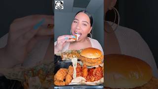 Claudia Feasts on Wingstop Chicken Sandwich ,Tenders \u0026 Fries#mukbang #shorts #trending