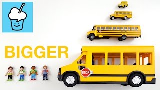 Learning bigger and bigger for kids with playmobil school bus