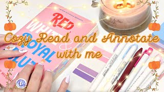 ❩ COZY READ AND ANNOTATE WITH ME (ASMR RAIN) | RED, WHITE AND ROYAL BLUE ❨