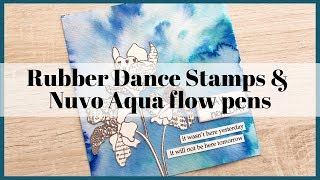 Easy art journal page with Rubber Dance Stamps & Nuvo Aqua Flow watercoloring