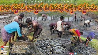 ఇవాల్టితో ఈ చెరువు మొత్తం కంప్లీట్ చేసము#fishing #villagevideos #fish #koramenu #crabhunting #prawns