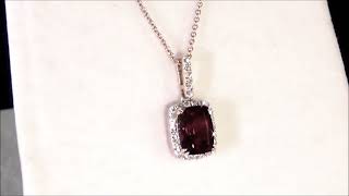 14K ROSE GOLD 1.92CT RHODOLITE GARNET \u0026 DIAMOND PENDANT . Ref. 407 541