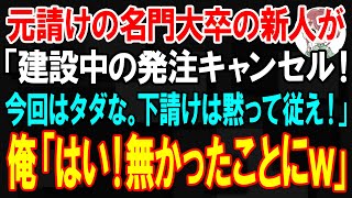 【スカッと】元請の名門大卒の新人社員が「建設中の発注キャンセル！今回はタダな。下請けは黙って従え」俺「はい！無かったことにw」→望み通りビルの建設を中止した結果w【朗読】【修羅場】