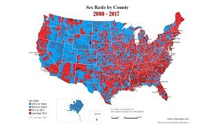 Sex Ratio by US County, 2000 - 2017