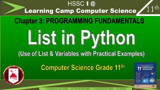 List in Python Class 11 | Difference b/w List and Variable | FBISE New Edition Book | Learning camp
