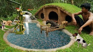 Rescue and Collect Abandoned Puppies Building Mud Dog House and Fish Pond for 500 Red Fishes