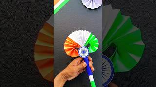 🇮🇳 Summer Is Here Let's Make a Stretchable Tricolour Fan With Paper #shorts #viral #trending