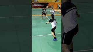 バドミントン40代シニアの速いタッチ!テンポよく2連打でラリーを決める! #badminton #バドミントン #totos北九州 #배드민턴 #全日本シニア #badmintonlovers