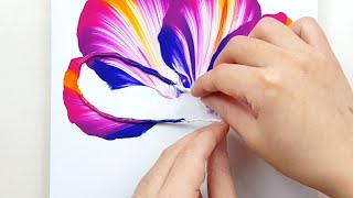 (346) How to paint gradient color petal | String pull technique | Fluid acrylic | Designer Gemma77