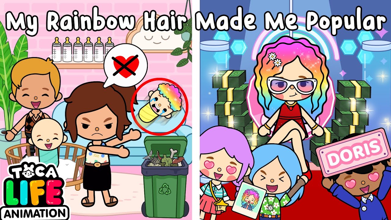 My Rainbow Hair Made Me Popular 💔 Toca Love Story 🌏 Toca Boca Life ...