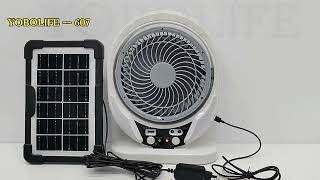 Rechargeable 6 Inch Solar Table Fan LED Light USB Charger With Solar Panel Desk Fan