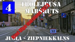 Rīga, Trolejbusa maršruts №4,  Jugla - Ziepniekkalns. Rimi maratons 2023. Timelipse 10x/2x