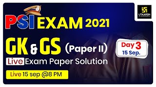 Raj. Sub Inspector Exam 2021 | GK & GS | Day-3 | IInd Paper | Exam Paper Solution |Utkarsh Classes