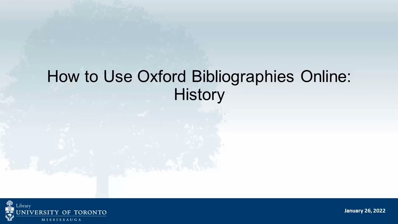 How To Use Oxford Bibliographies Online: History - YouTube