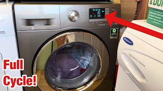 Samsung WF90F5E5U4 washing machine || FULL 30 minute wash (neighbors washer dies during first rinse)