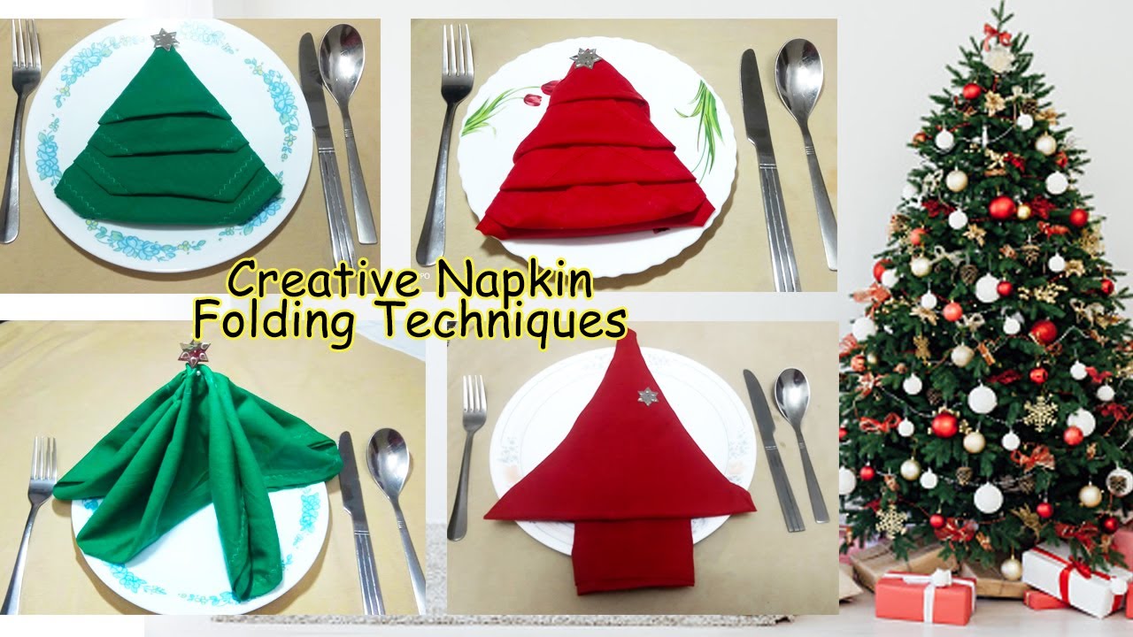 рџћ Christmas Tree Napkin Folding Tutorial How To Fold A Napkin Into A