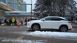 4K Snowy Winter Walk, Metrotown BURNABY BC CANADA - Snowfall in Vancouver Canada