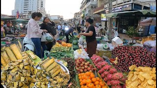 Cambodian Market Street Food Tour - Fruits, Vegetables, fish, Cake \u0026 More - Toul Tom Pong Market