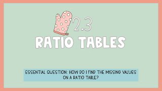 6th Grade Math | 2.3 Ratio Tables