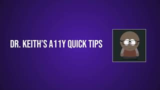 Keyboard Testing Focus Visible - Dr. Keith's Accessibility (#a11y) Quick Tips
