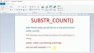 PHP function : substr_count() function in PHP BY Sivani
