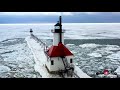 Stunning Drone Footage Of St. Joseph Lighthouse & Frozen Shoreline 4K Tour Must See