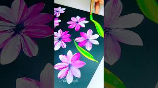 EASY Acrylic Painting flowers 🎨 |   #arttherapy #shorts​ #YouTubeShorts Niviz Crafts