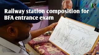 How to make composition for BFA entrance exam, railway station drawing
