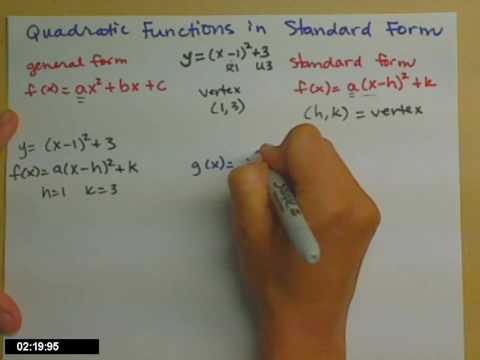 Putting a quadratic function in standard form Putting a quadratic function in standard form