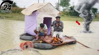 24 Hours Cyclone Fengal Camping In Boat House 💯 புயல் vs Boat House..! Sathish