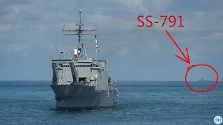 [海軍艦艇] LST 232 進港, 後面緊跟著郵輪, 更遠處還有791