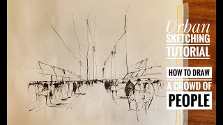 Urban Sketching tutorial - how to draw a crowd of people (1)