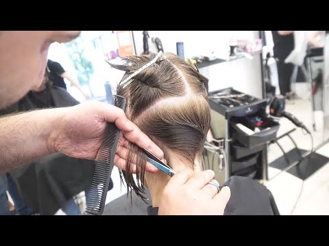 AMAZING HAIRCUT – SHORT UNDERCUT PIXIE BOB BLONDE HAIR