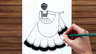 How to draw a girl Backside drawing | Easy drawing Step by step | Girl Drawing / Pencil Sketch