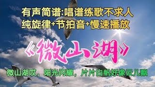 山东民歌《微山湖》动态简谱，微山湖哎阳光闪耀，跟着光标学唱谱