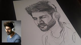 Drawing a face with pencil ||kartik aryan |quick sketch