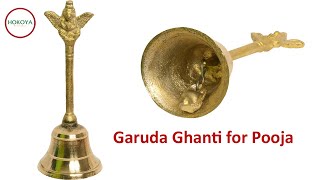 Brass Ghanti / Garuda Ghanti for Pooja with Perfect Hand Holding Size 7Inch Height (300Grams) HOKOYA