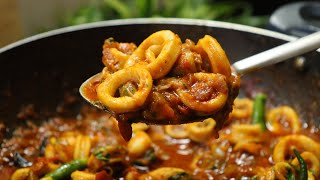 How to make Spicy Squid Masala | Goan Squid Masala Recipe without Coconut | Spicy Calamari Masala