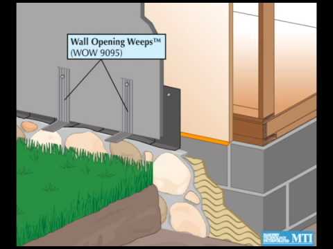 Wall Opening Weep Installation in Thin Stone Veneer Run-to-Grade Wall Wall Opening Weep Installation in Thin Stone Veneer Run-to-Grade Wall