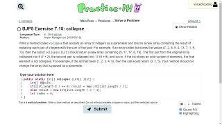 Exercise 7.15 (collapse) Java Tutorial || Practice-It