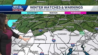 South-Central Pennsylvania hour-by-hour snow projections